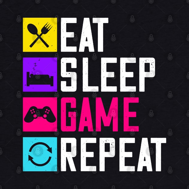 Eat, Sleep, Game and Repeat by Kingdom Arts and Designs